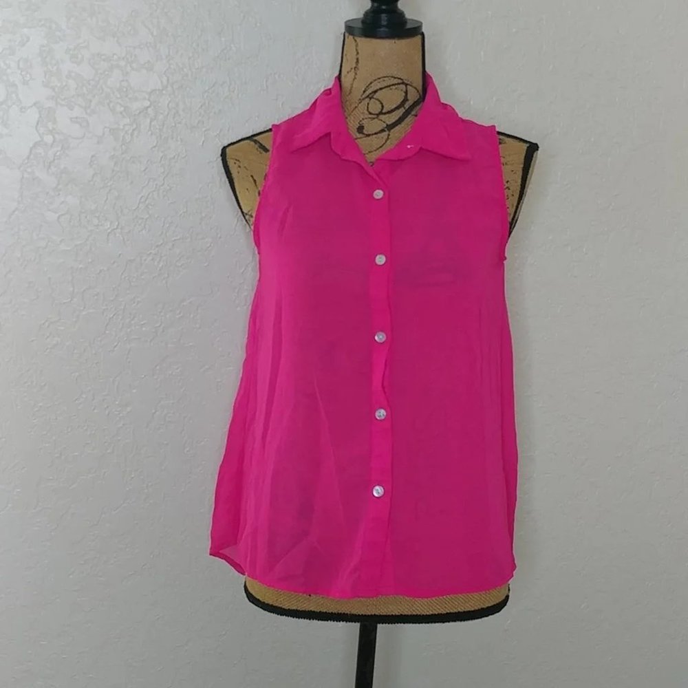 Fun & Flirt Sheer Sleeveless Top Pink Size S